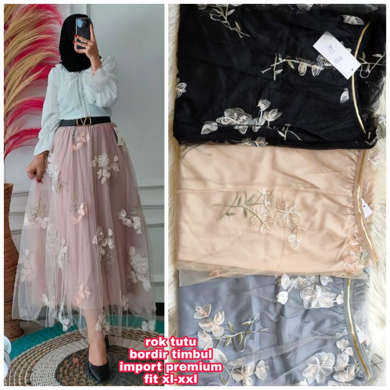 ROK TUTU BORDIR TIMBUL IMPORT PREMIUM