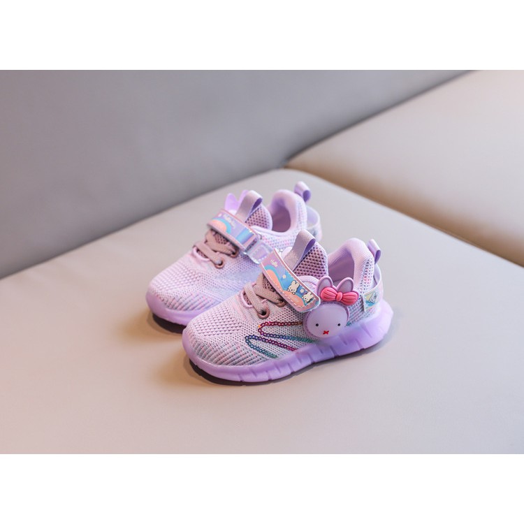 Sepatu Sneakers Anak Perempuan Terbaru IMPORT LED Motif HELLO RABBIT  028