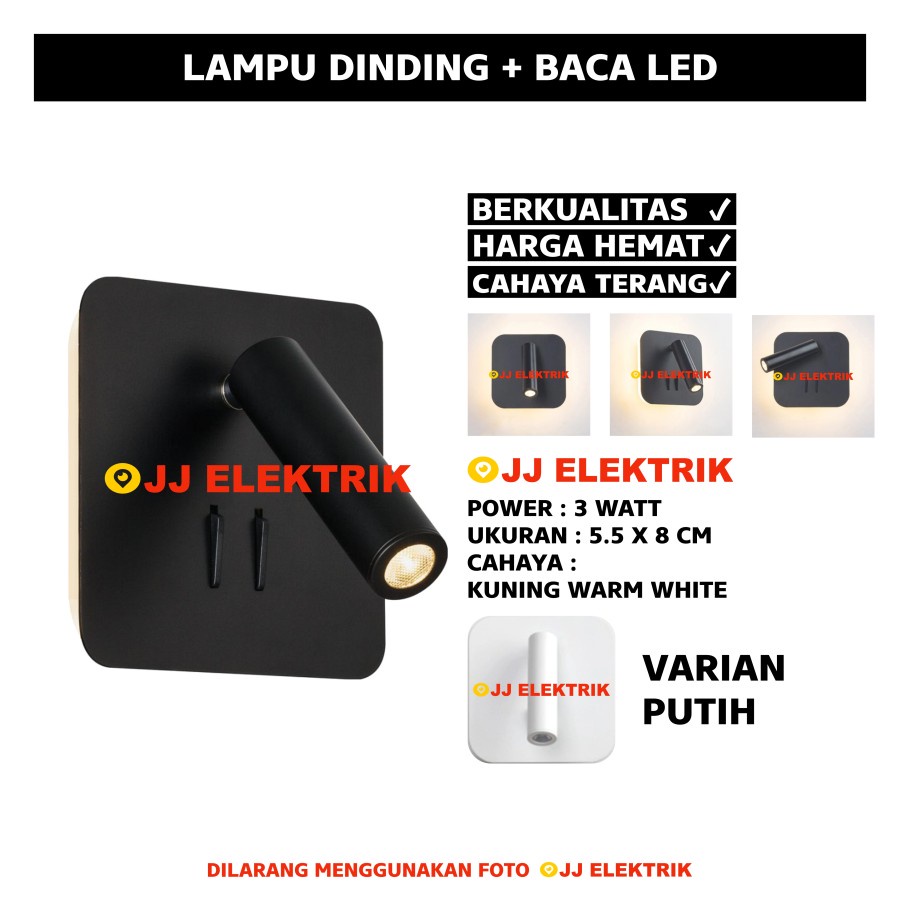 LED Dinding 6W Plus 3W Lampu Baca Untuk Ruangan Kamar Tidur Rumah Hotel