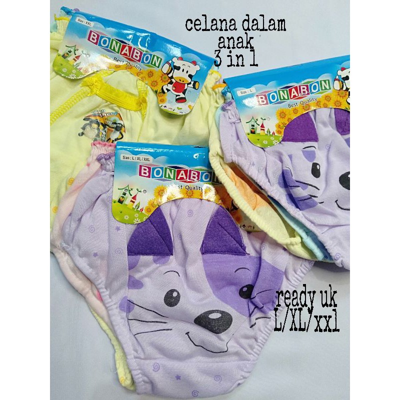 3 pcs Cd anak perempuan celana dalam anak cewek / celana daalam balita ISI 3 ya...