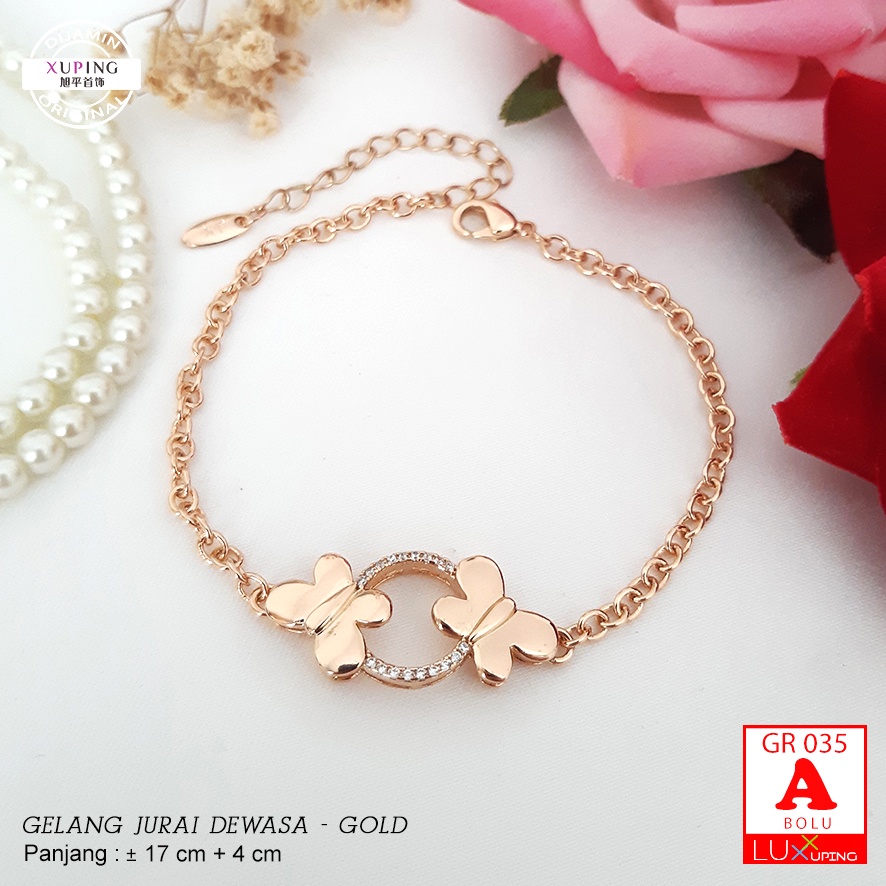 GR 035 Gelang Xuping Asli Premium Quality Permata Zirkon Perhiasan Lapis Emas Kupu Butterfly Bracelet Luxx Xuping