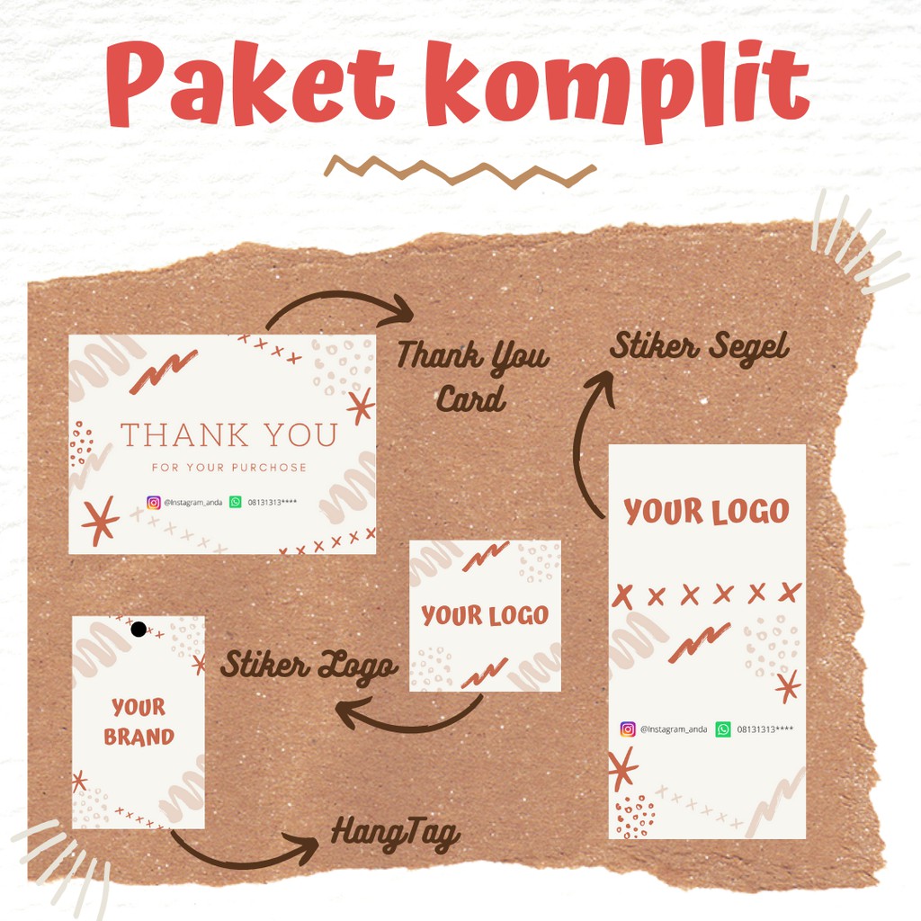 

[COD] Paket Komplit - Thank You Card (dua sisi) - Stiker Logo - Stiker Segel - HangTag - 1 hari jadi