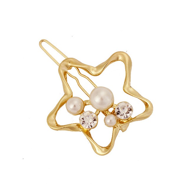 LRC Jepit Rambut Fashion Pearl Geometric Hair Clip F4191X