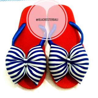  Sandal  Pita Bali  Merah Garis Biru Shopee Indonesia