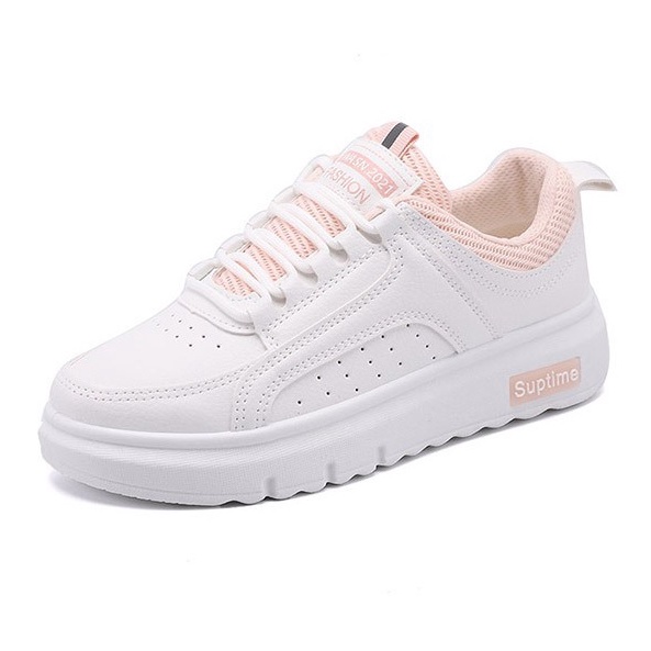 Sepatu Sneakers Wanita Modis Sneakers Wanita Flat Bersirkulasi Anti Slip Import 1077-WHITE PINK