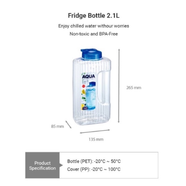 ShP3 Lock n Lock Water Bottle PET 2.1L HAP736 Lock Fridge Pitcher Botol Air minum Lock & Lock