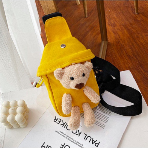 Amadela Story - BEARY Bumbag Wanita Tas Boneka Teddy Bear Tas Anak-Anak Shoulder Bag Tas Selempang Anak-Anak Tas Selempang Wanita Tas Selempang Anak Perempuan