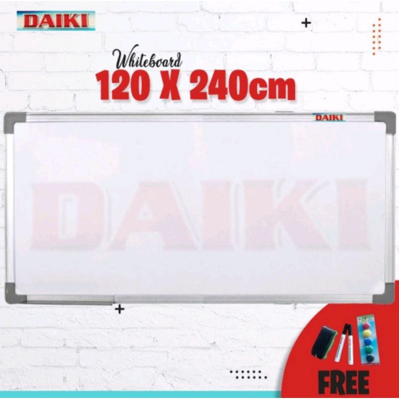 

papan tulis / whiteboard Daiki magnetik UK 120x240 cm Gantung