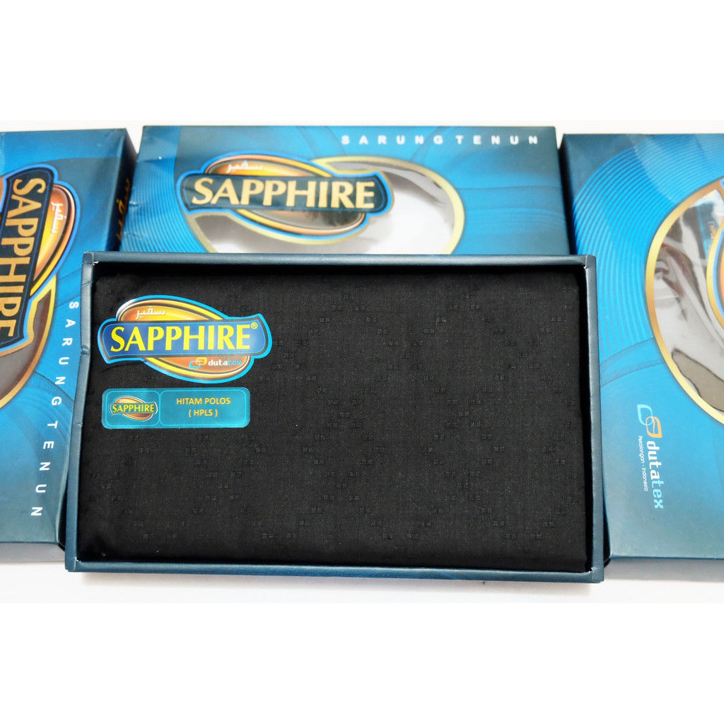 Sarung Sapphire Hitam Polos Tumpal Putih SPESIAL (HTPL)