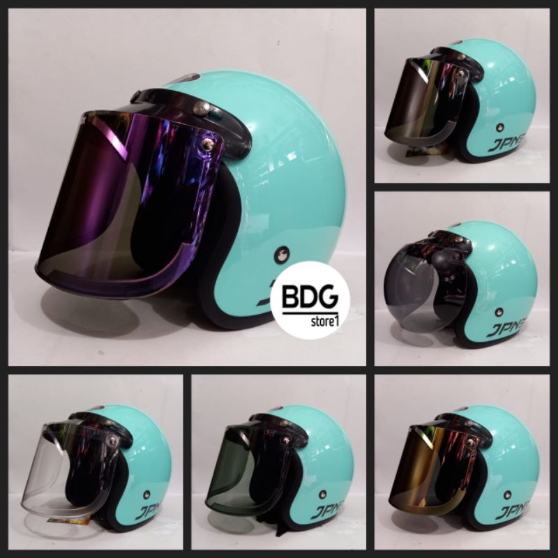 HELM JPN HIJAU PASTEL SET KACA