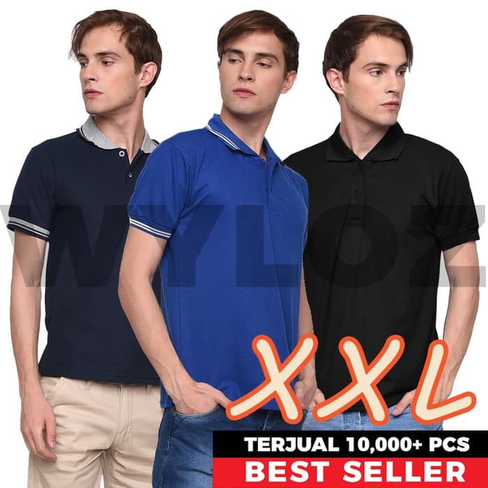 Baju Kaos Polo Shirt Kerah Big Size Xxl Pria Lacoste Bukan Gildan - Merah, Xxl