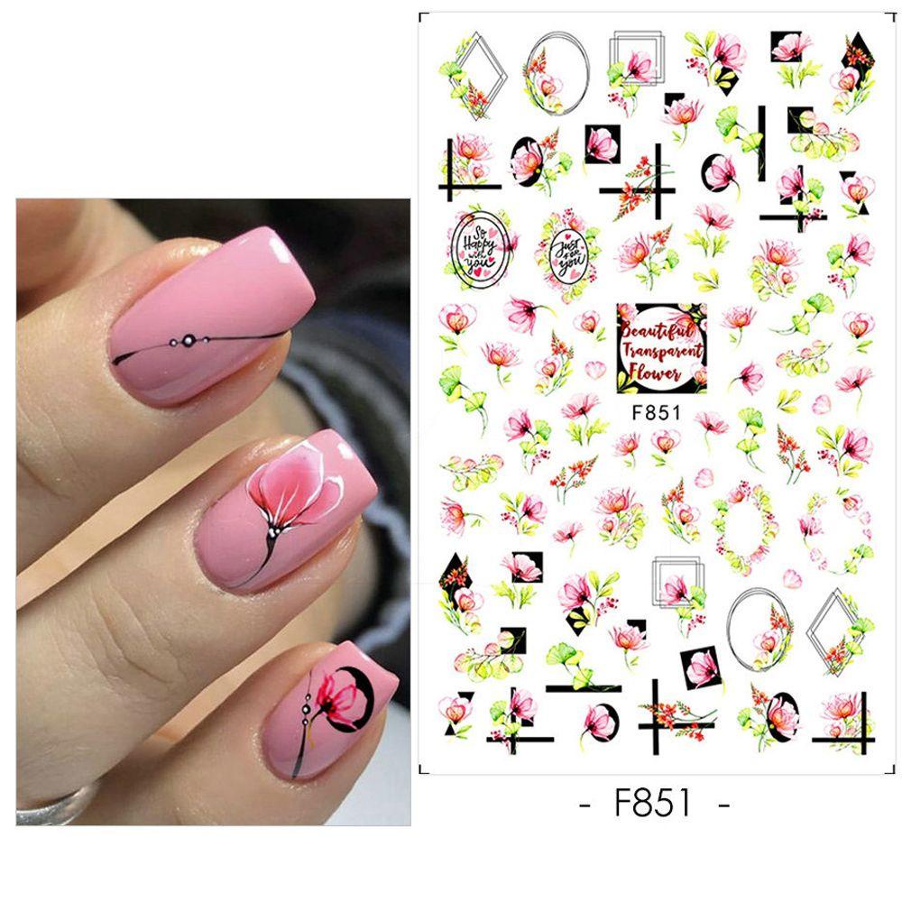 AUGUSTINA Agustin 3D Stiker Nail Art Elegan Fashion Bunga Wanita Dekorasi Nail Art Mawar Daisy Valentines DIY Manicure Accesorios