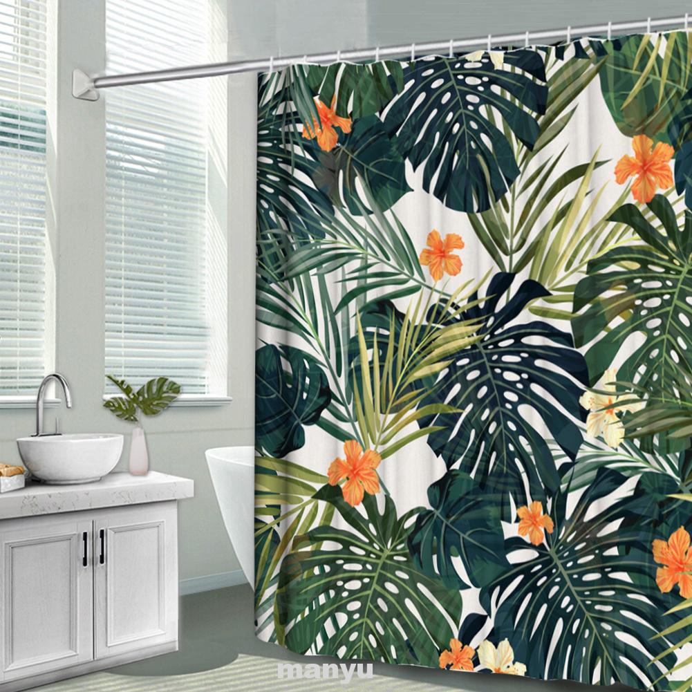 Hotel Bathroom Accessories Digital Printed Tropical Leaf Flower Waterproof Polyester Shower Curtain Shopee Indonesia