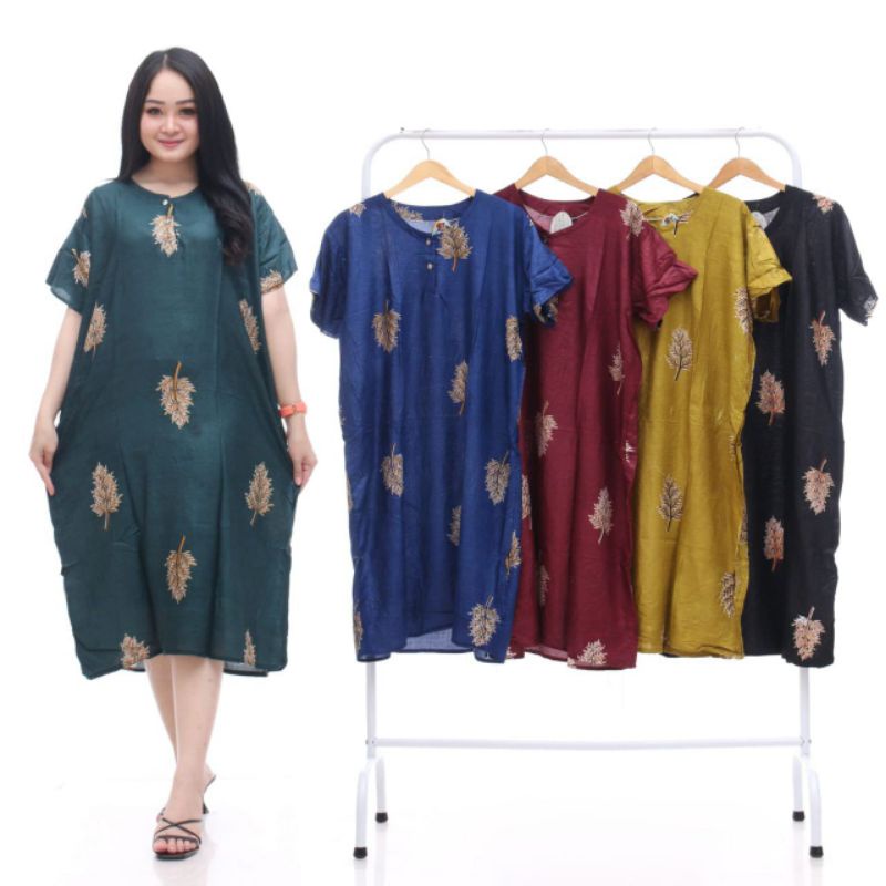 daster jumbo daun rayon ld 120cm-130cm baju tidur harga murah busui bumil kancing depan kekinian