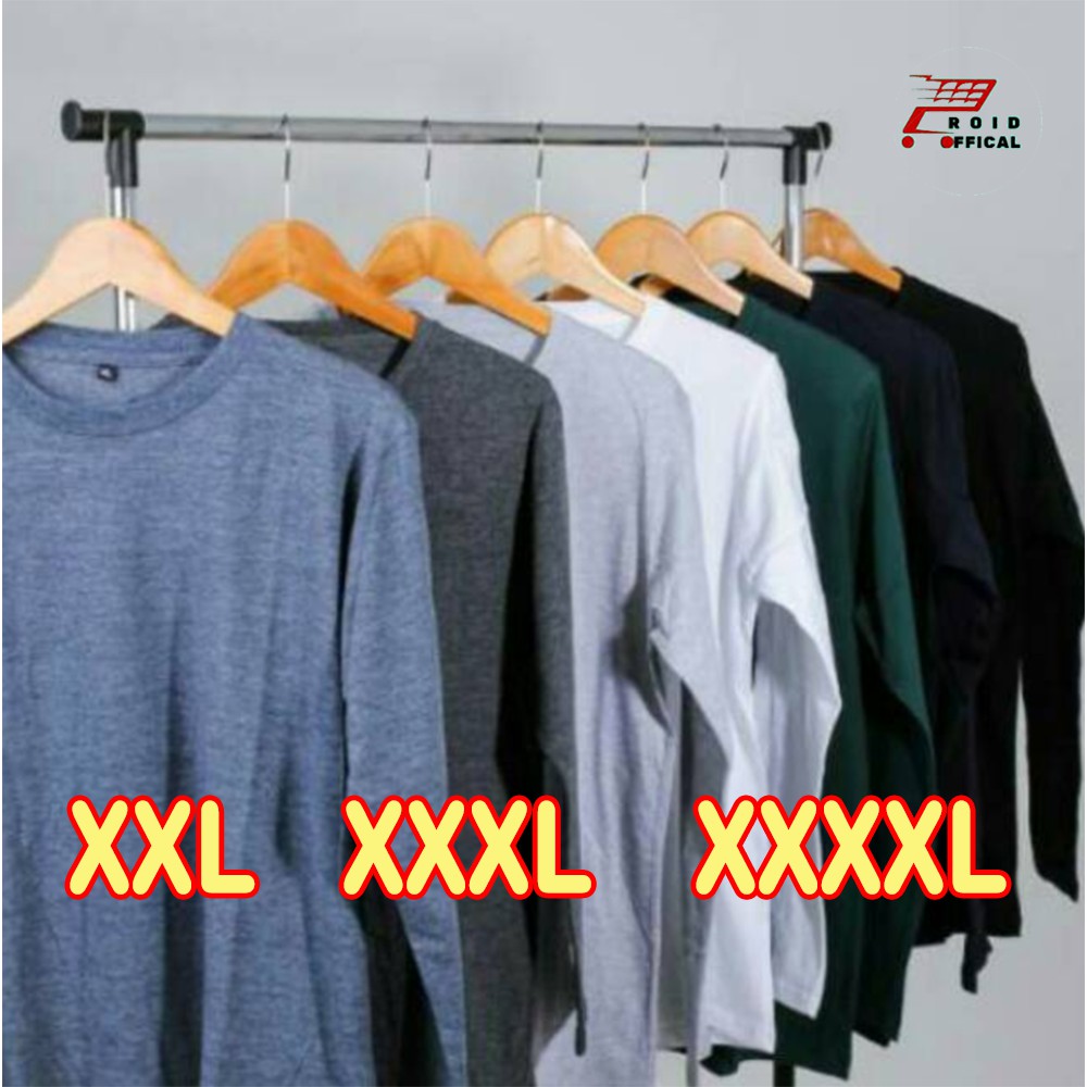 KAOS POLOS LENGAN PANJANG SIZE JUMBO XXL XXXL XXXXL COTTON