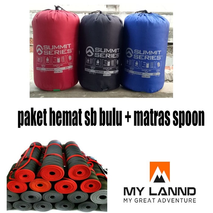 paket hemat sleeping bag polar bulu dan matras spoon