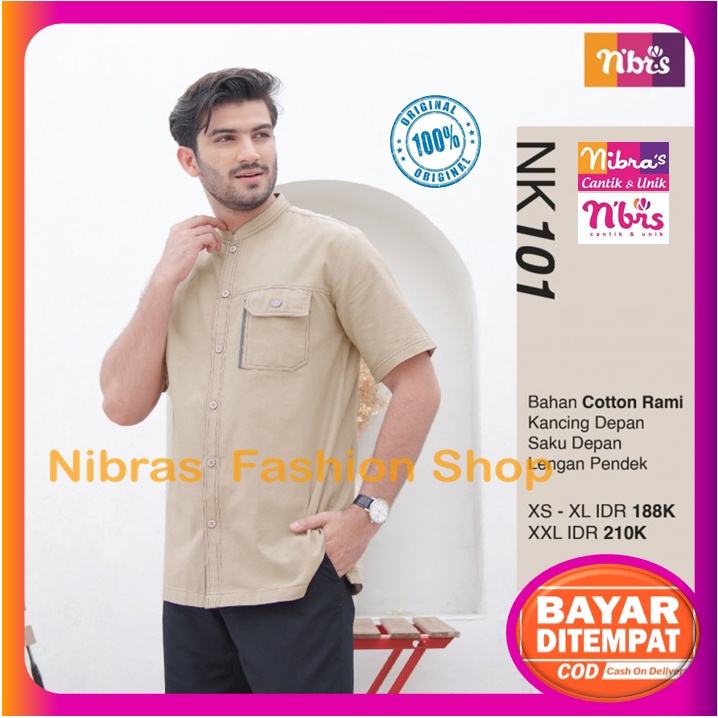 Koko Nibras Dewasa Lengan Pendek NK 101 Khaki Polos Baju Kemeja Nibras Pria Cowok Laki Laki Dewasa K