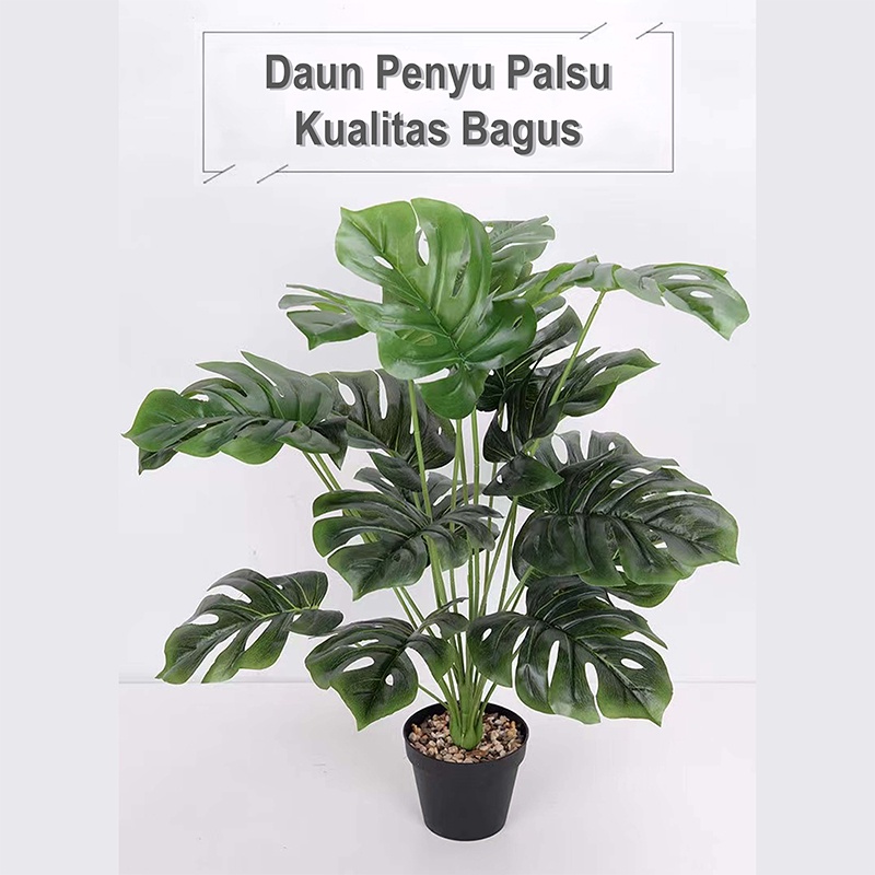 Daun monstera Bunga Simulasi Bunga Buatan 9 tangkai Daun Penyu Aksesoris buatan meja pernikahan