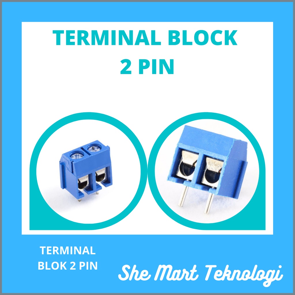 Terminal block PCB 2 pin warna biru solderable