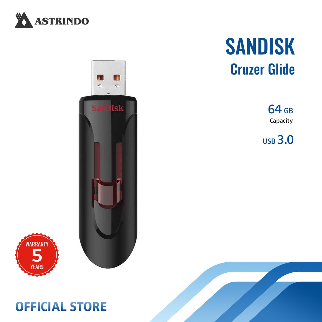 Sandisk Cruzer Glide 64GB USB 3.0 flashdisk - (SDCZ600-064G-G35)