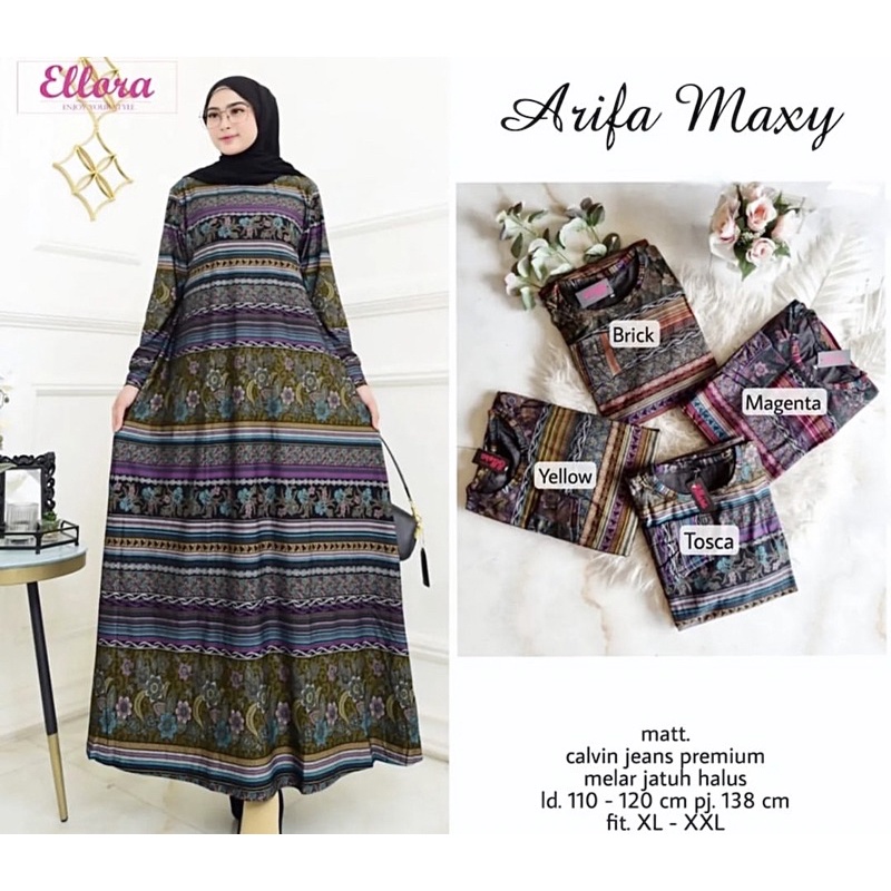 Arifa Maxy - Gamis Calvin Jeans Terbaru LD110+ Jumbo / R.25 - 023-6795