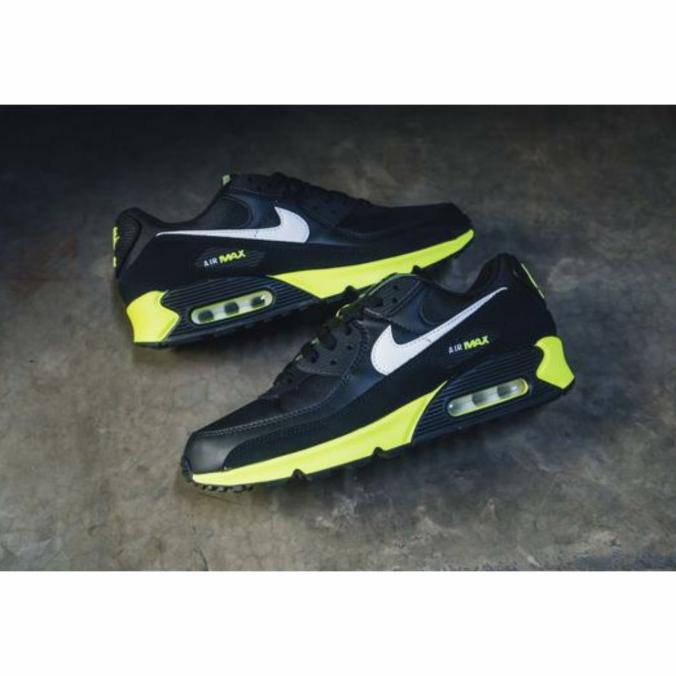 sepatu pria nike air max 90 black hot lime db3915-001 original 100%