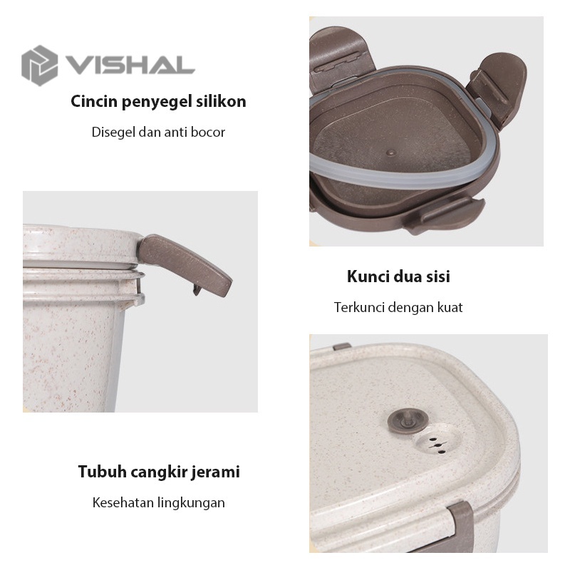 VISHAL Lunch Box Set Kotak Bekal Makan Cangkir Sup Portable Cangkir Sup Free Sendok VS-68