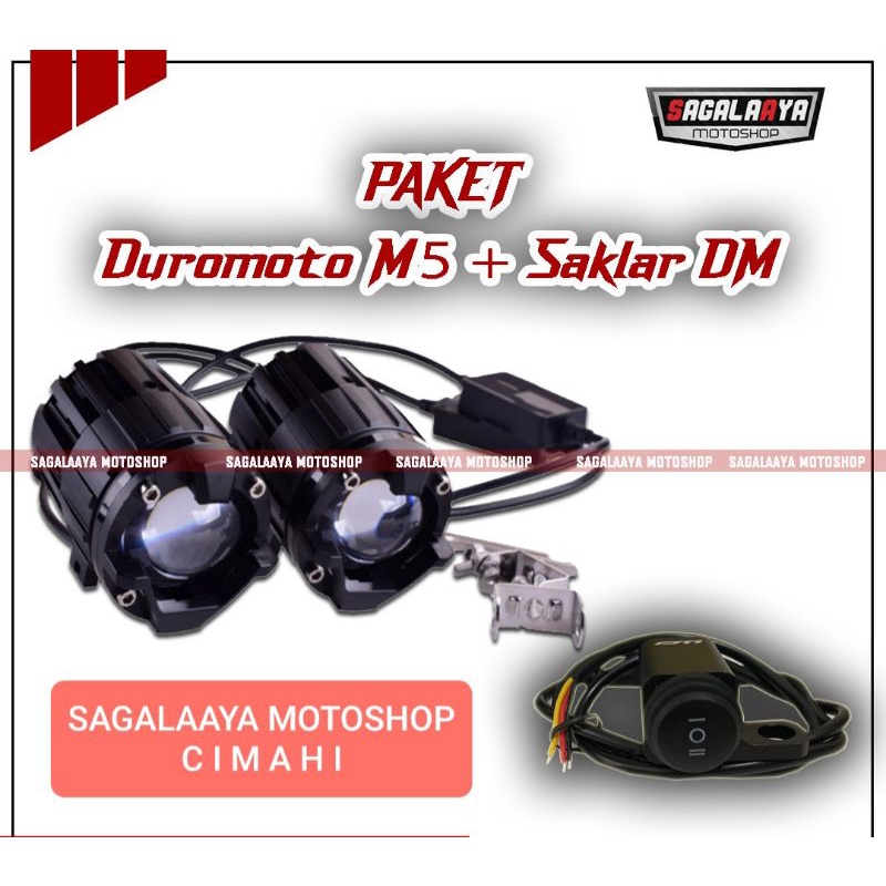 paket lampu duromoto m5 promo led sorot touring xmax forza cb500x versys ktm + Saklar Duromoto