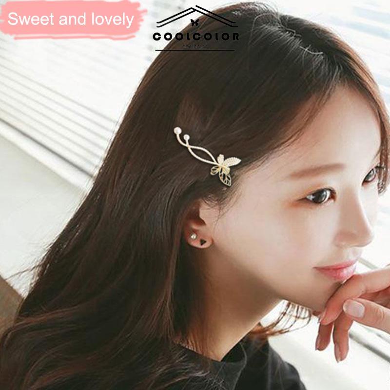 COD✨Jepit Rambut Mutiara Korea Kupu-kupu Poni Imitasi Berlian Imitasi Sisi Atas Rambut Klip Temperamen Hiasan Kepala Aksesoris Simple Murah Fashion