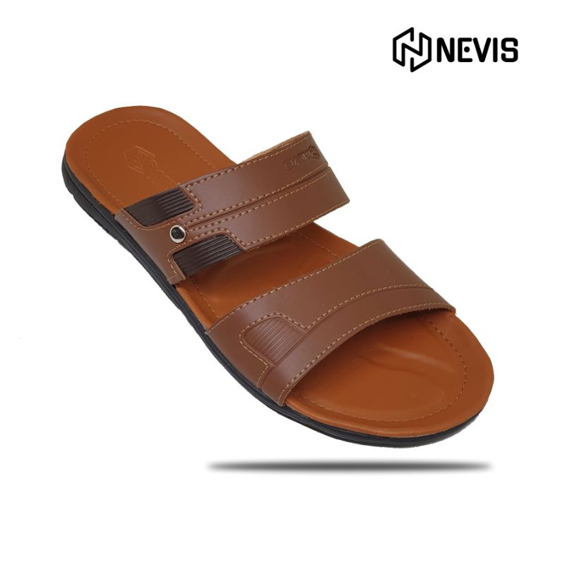 Sendal Pria Nevis Nvs 57 Sandal Slide Slop Slip On Kulit Casual Santai Pria Original