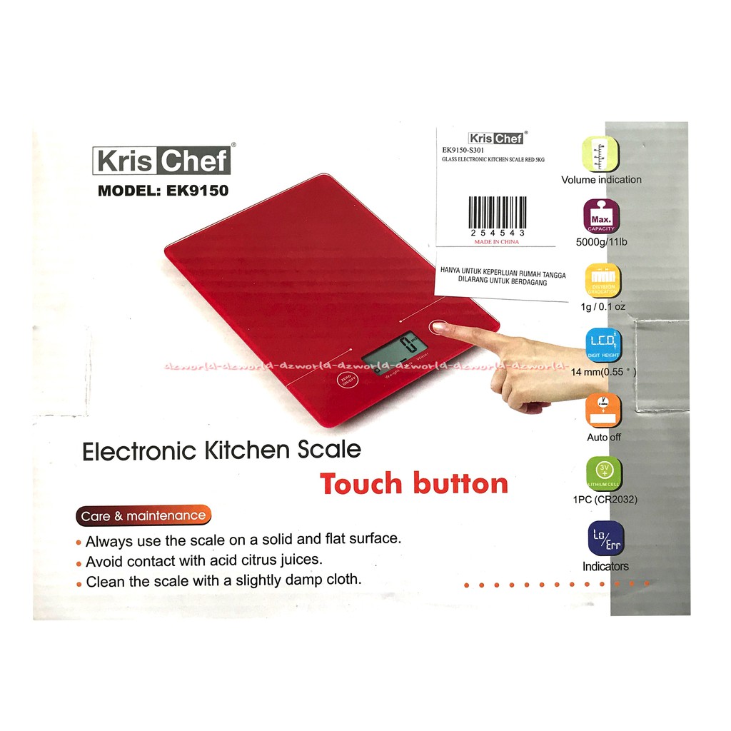 Krischef Ultra Slim Electronic timbangan digital dengan tombol sentuh untuk beban maksimal 5 kg