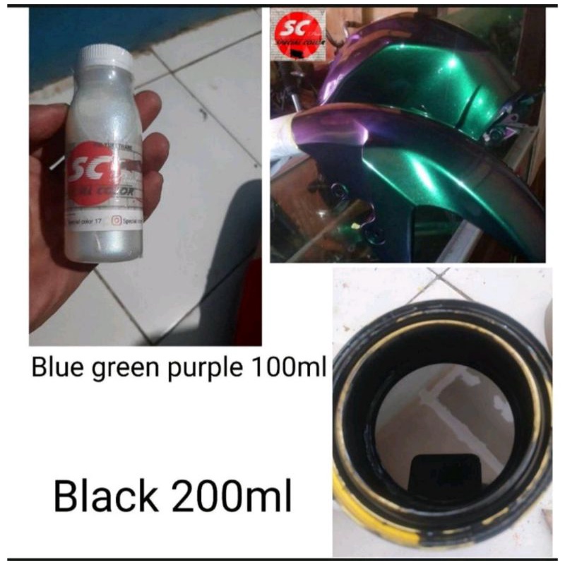 SPECIAL COLOR Cat Body Motor/Mobil/Velg Warna Bunglon BLUE GREEN PURPLE 01 100 ML dan HITAM SOLID 20