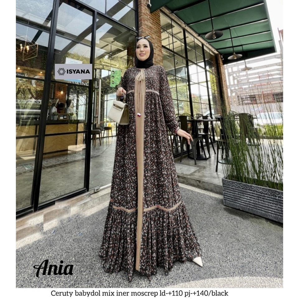 ania maxy gamis pakaian baju syari long dress dres maxi panjang adem motif jumbo ld 110 xxl bigsize 