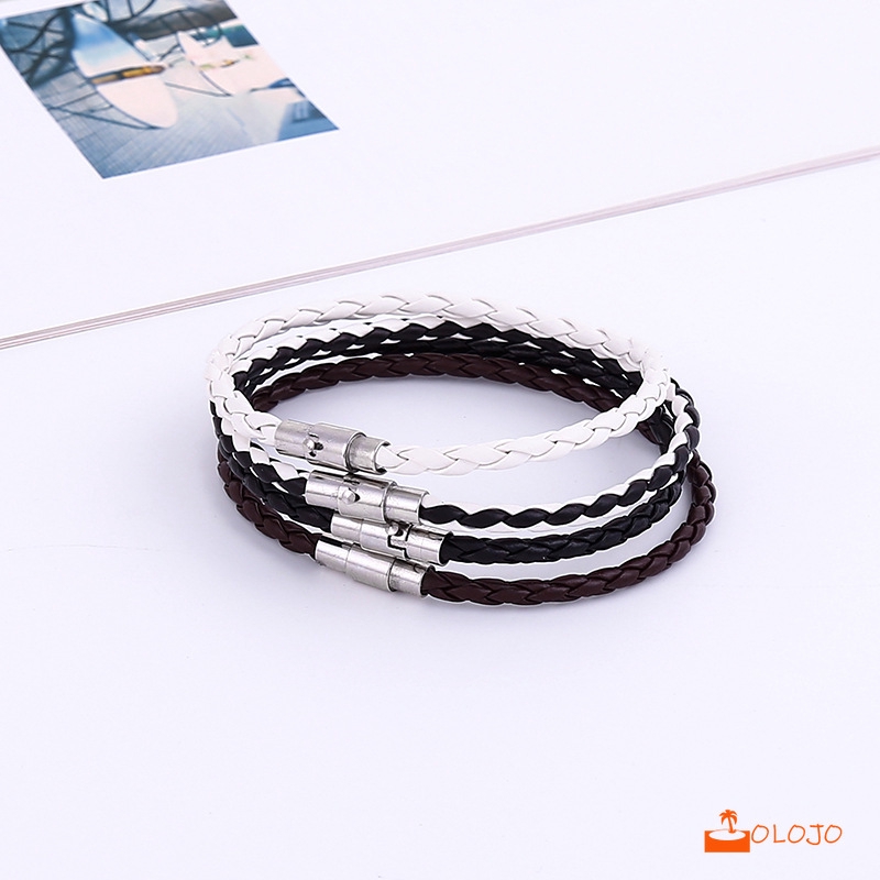 OLOJO  Korea Gelang Tali Kulit Kepang Manual Sederhana Untuk Pria Wanita