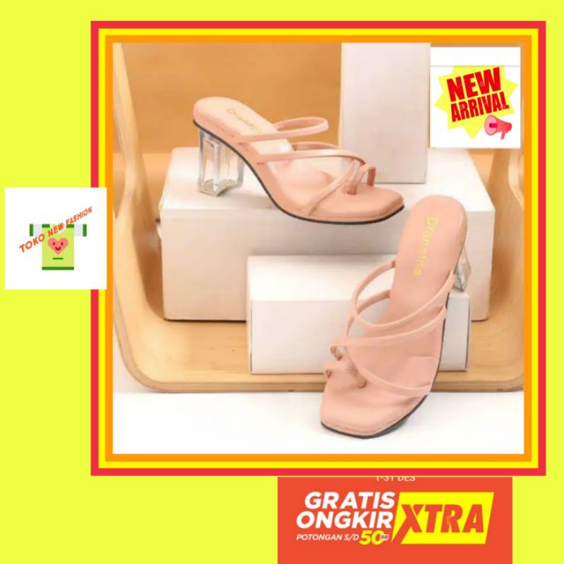 sandal wanita/sandal hak/hak kaca/high heels/sandal hak tinggi/sandal model terbaru/sandal murah
