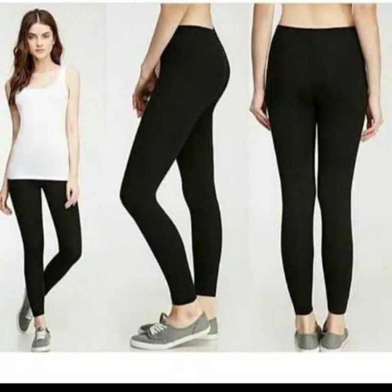 Leging panjang wanita bahan kaos spandek//Leging panjang hitam polos
