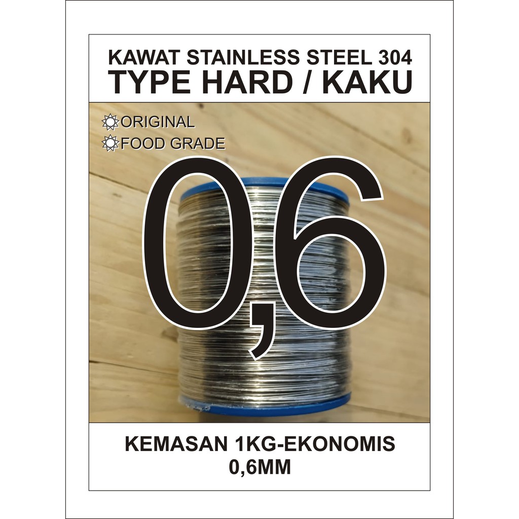 TERLARIS KAWAT STAINLESS STEEL 304 TYPE HARD KAKU 0 6MM 