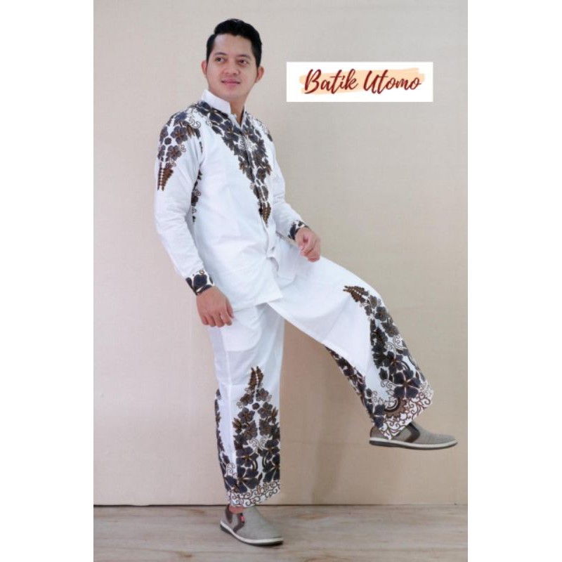 Baju Batik setelan celana sarung akhwan lawasan