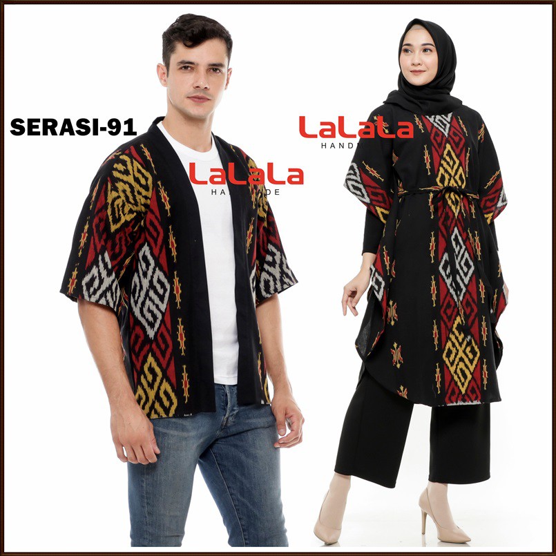 Set Couple tenun etnik - baju tenun, baju etnik - sarimbit atasan blazer tunik tenun