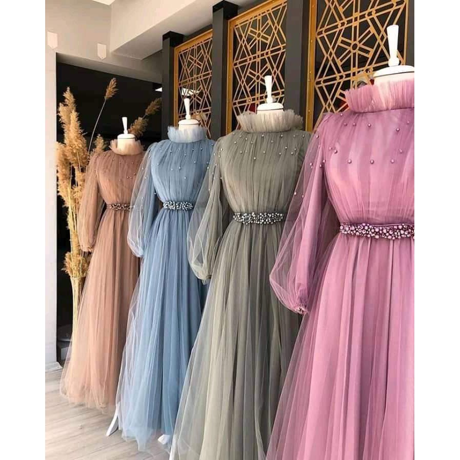 GAUN TILE PESTA/ GAUN SIMPLE MEWAH/ GAUN WANITA