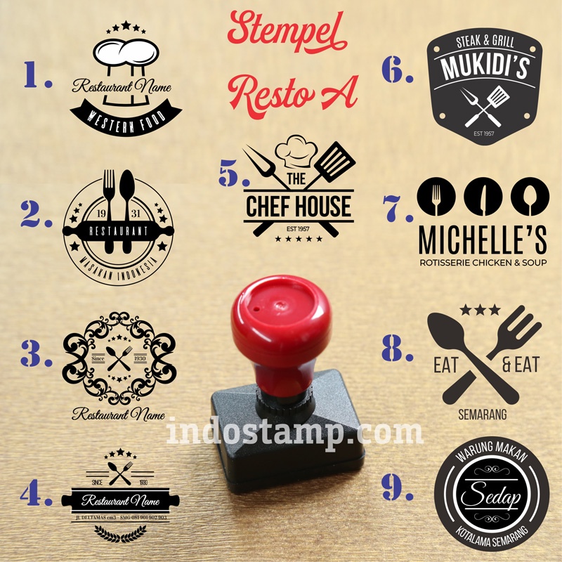 

stempel resto cafe food warung makan restaurant desain logo indsotamp