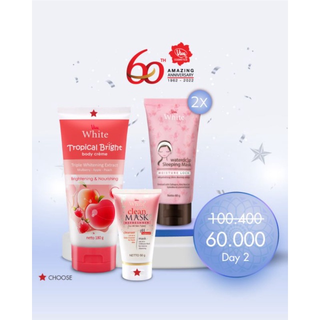 Paket 2 Sleeping Mask 1 Body Creme 1 Clean and Mask viva cosmetics