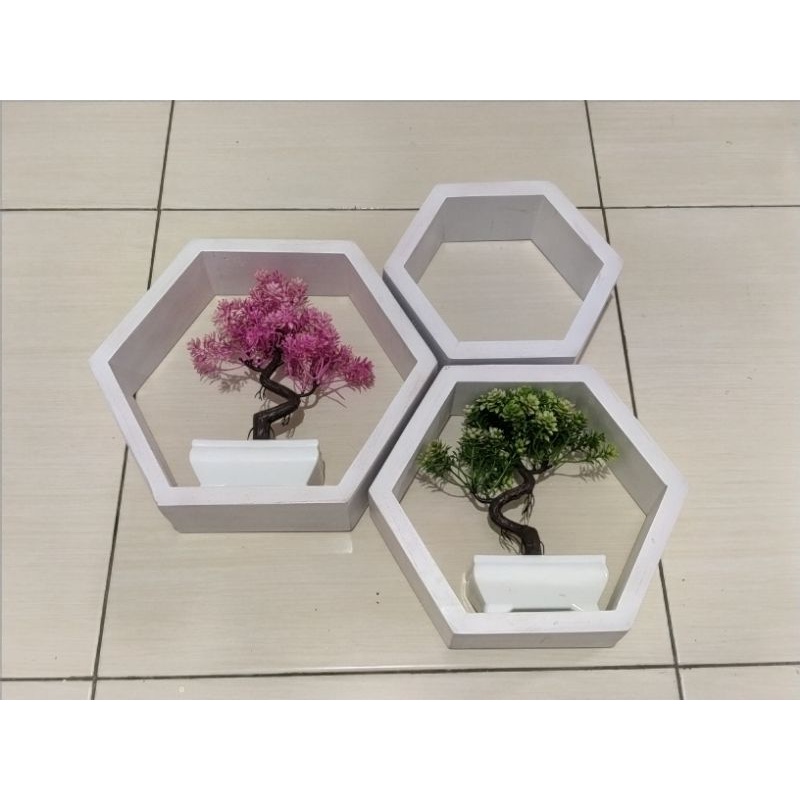 1 set 3 pcs Rak Dinding Hexagonal Segi 6 Dekorasi Ruangan Aesthetic Rak Dinding Serbaguna