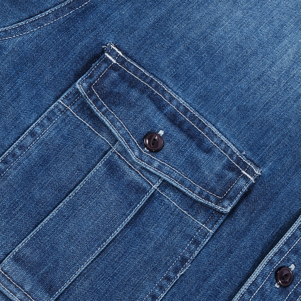 Kapital Bone Embroidery Denim Work Shirt Indigo