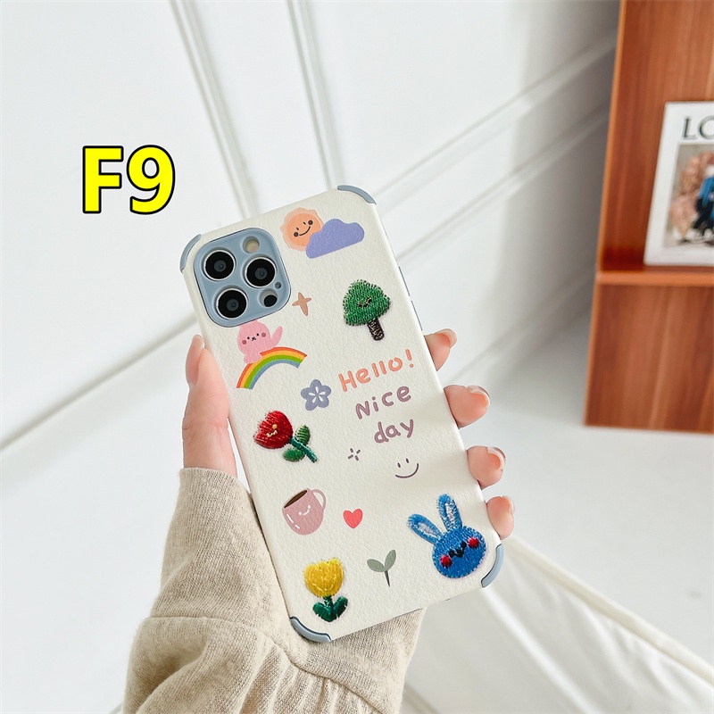 Casing Tpu Samsung A52 A32 A72 A12 A20S A02S A50 A10S J7 Prime A51 J2 Prime A10 A125 A30 A50S A30S A20 M40S M10 M10S A205 M02S A025 F02S A305 M12 F12 OPPO A15 A15S A54 A7 A5S A12 A9 A5 A53 A33 2020 Motif Cartoon Flower Lamb Skin leather Soft Case-#F9