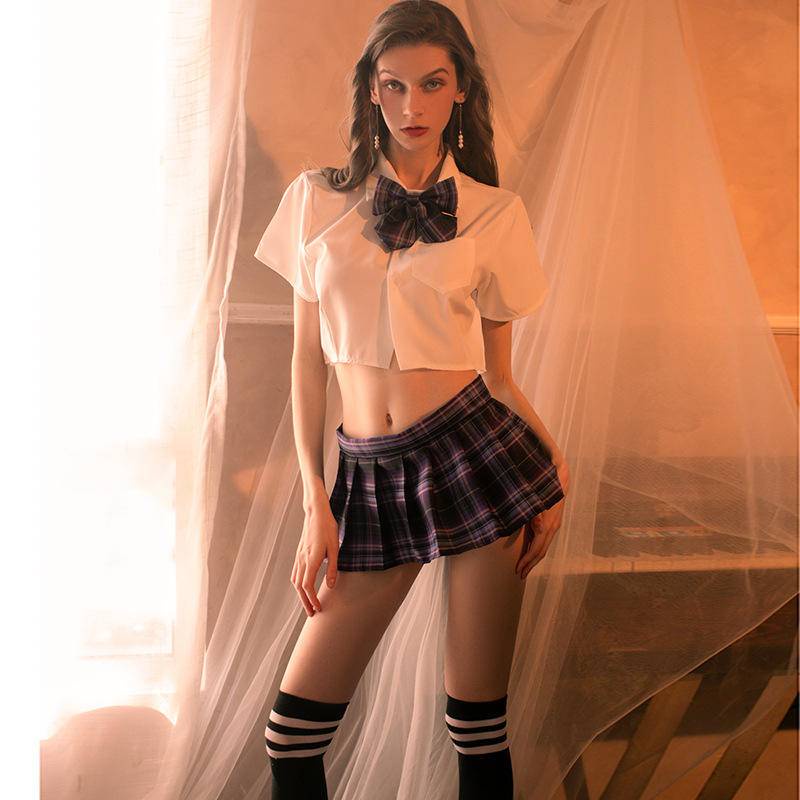 【Wetrose】New Sexy Lingerie Sexy JK Uniform Student Women's Hot Sailor Suit Skirt Wanita Rok Sexy