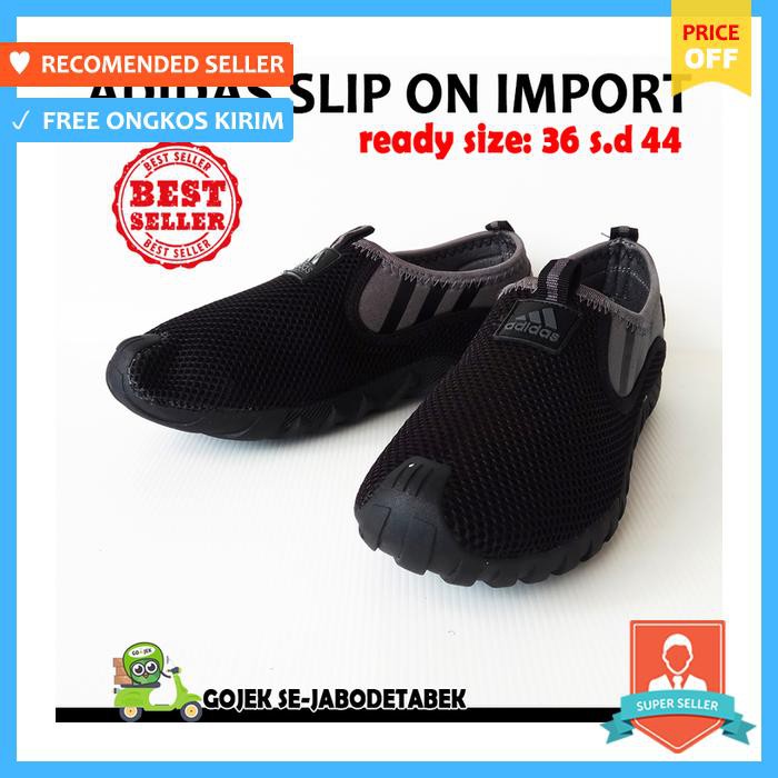 Slip On  Pria - Adidas Slip On Import - Hitam Abu. Sepatu Slip On. Adidas Slip On - Sepatu Pria