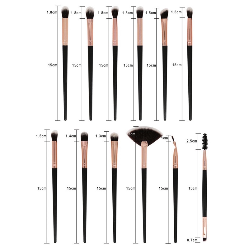 12pcs / Set Brush Blending Eyeshadow Eyeliner Eyelash Eyebrow Untuk Makeup