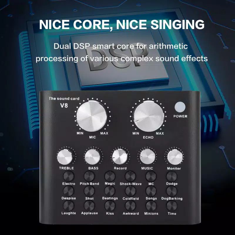 Soundcard V8 Pro Mixer audio untuk Live Streaming