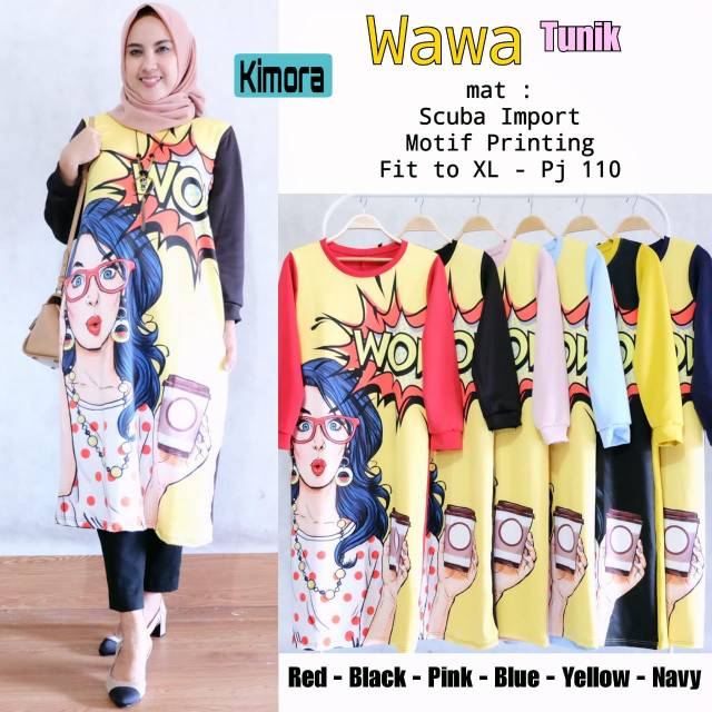 Wawa Tunik Scuba Import Printing by Kimora